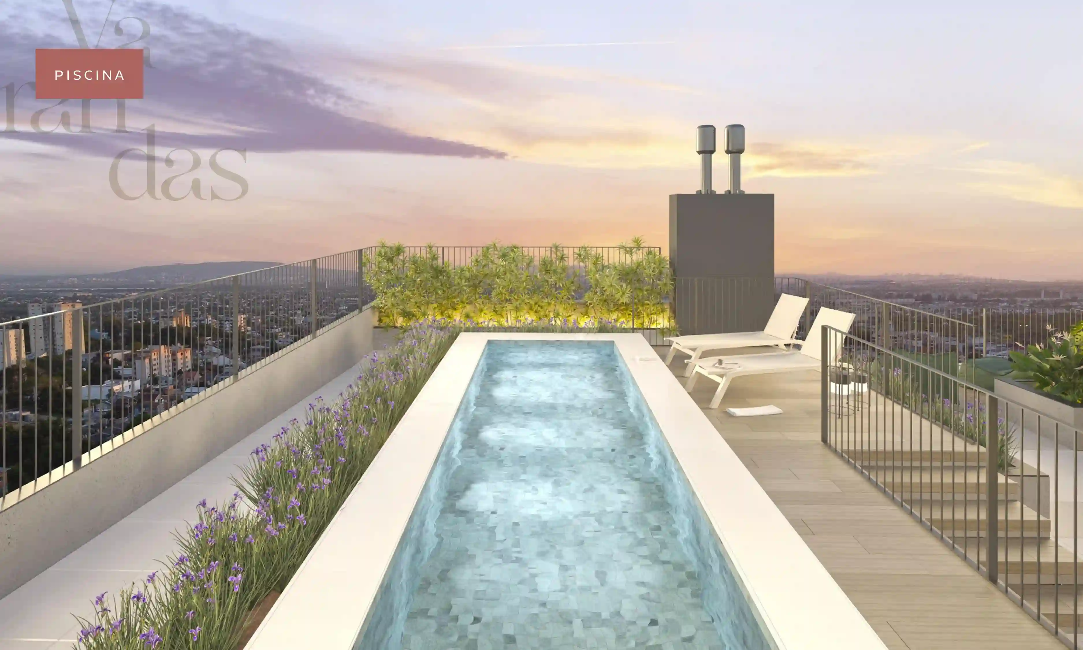 Piscina com vista panorâmica no rooftop