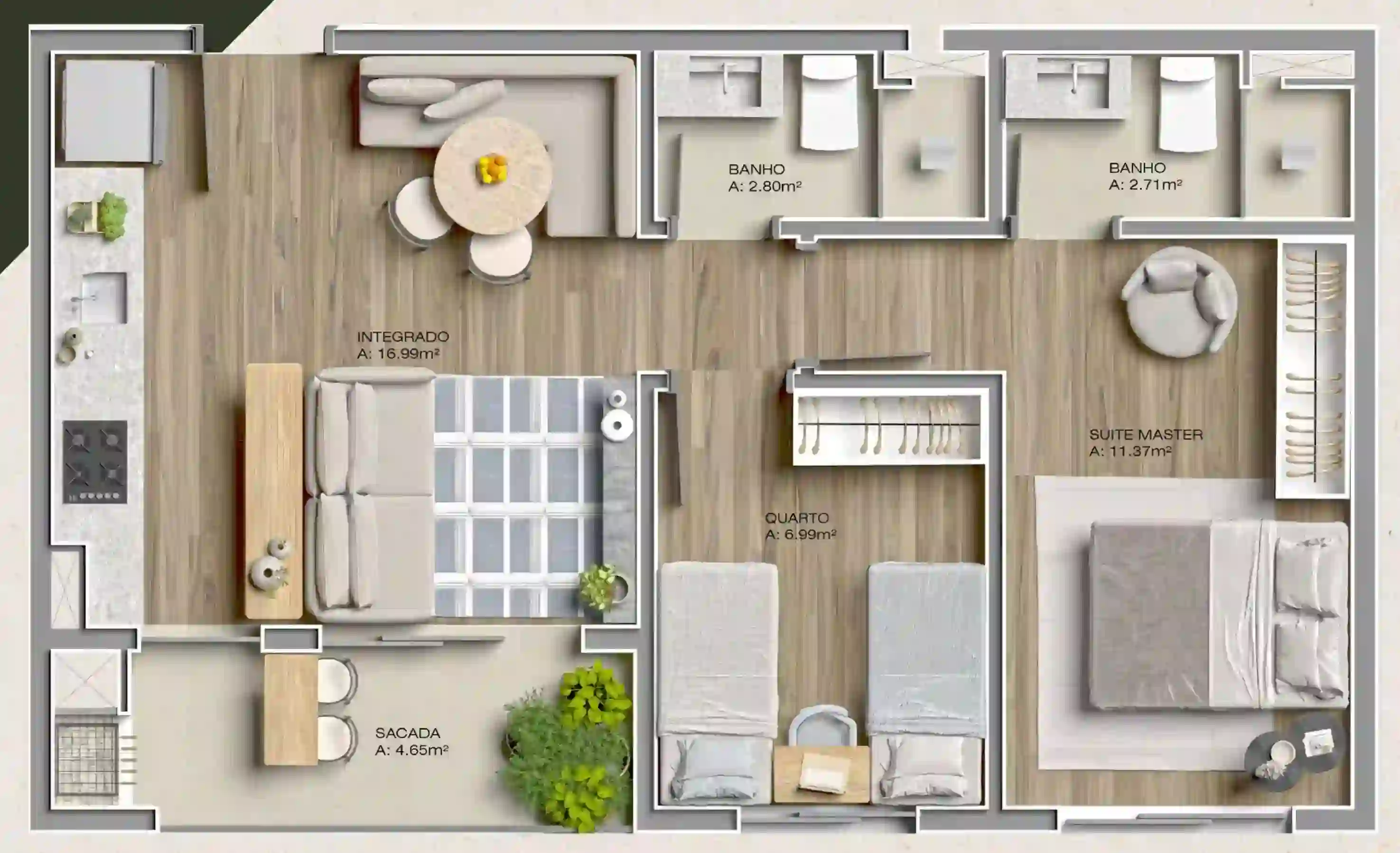 Planta 55,70m²