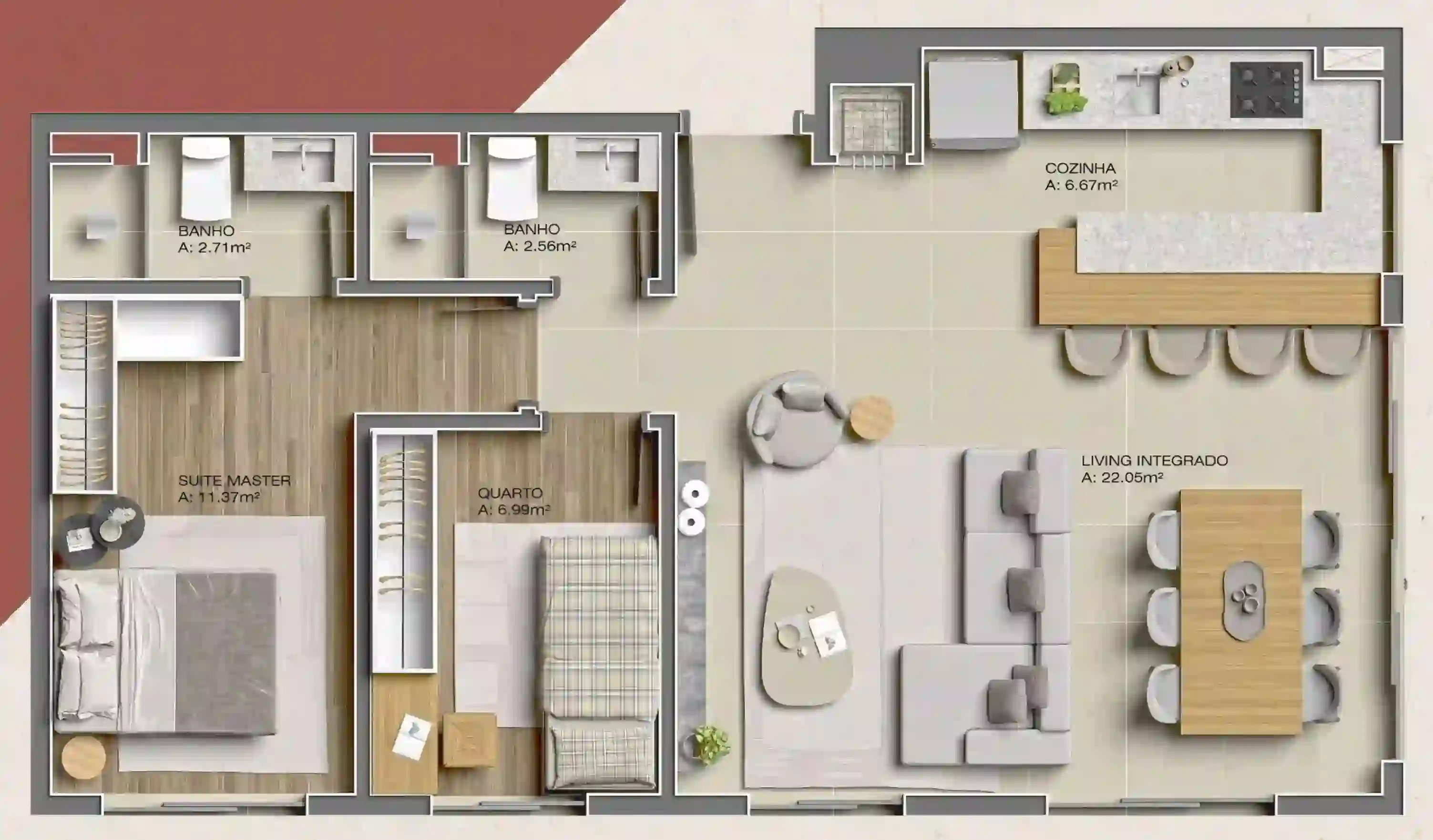 Planta 67,88m²