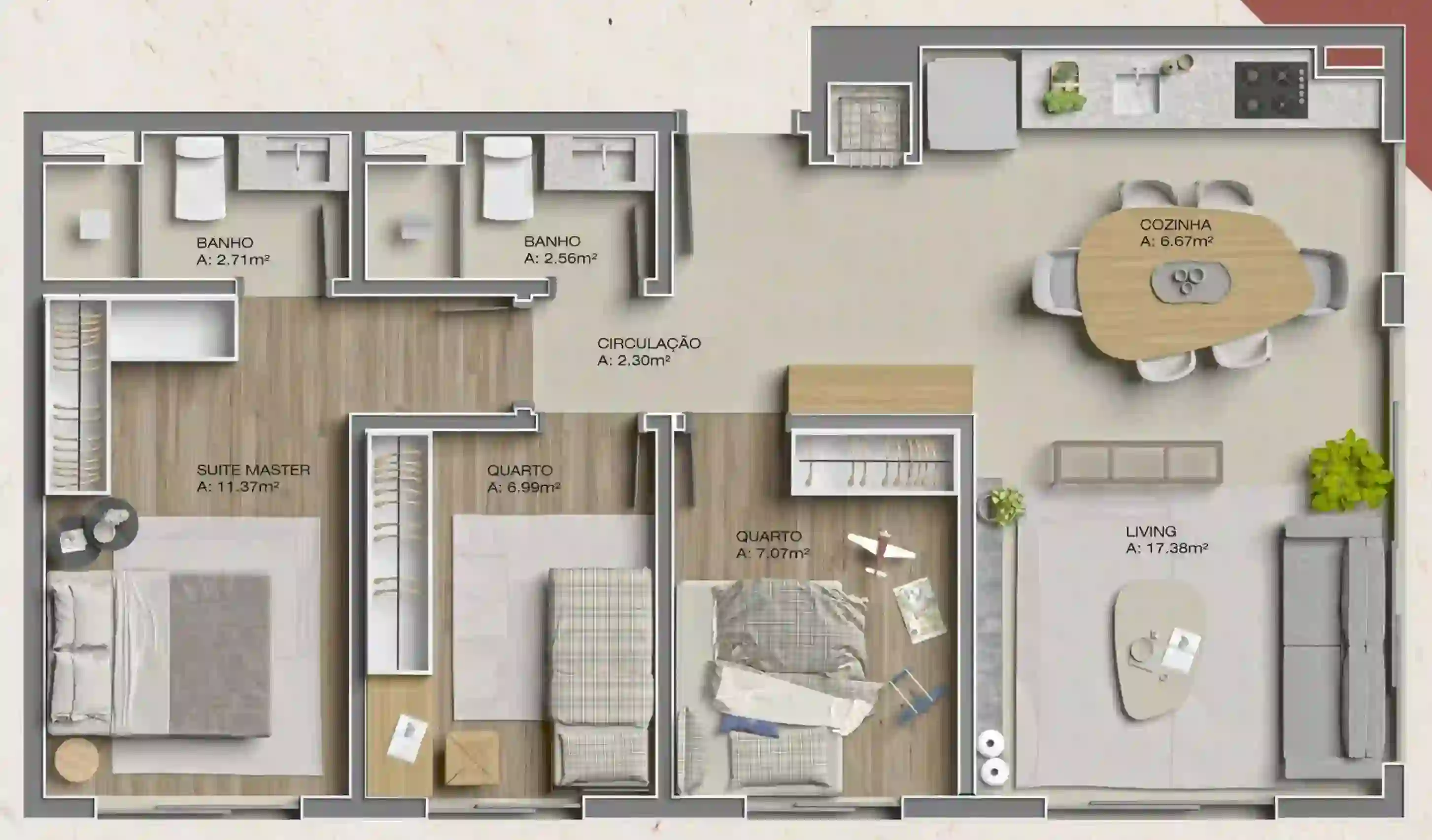 Planta 67,88m²
