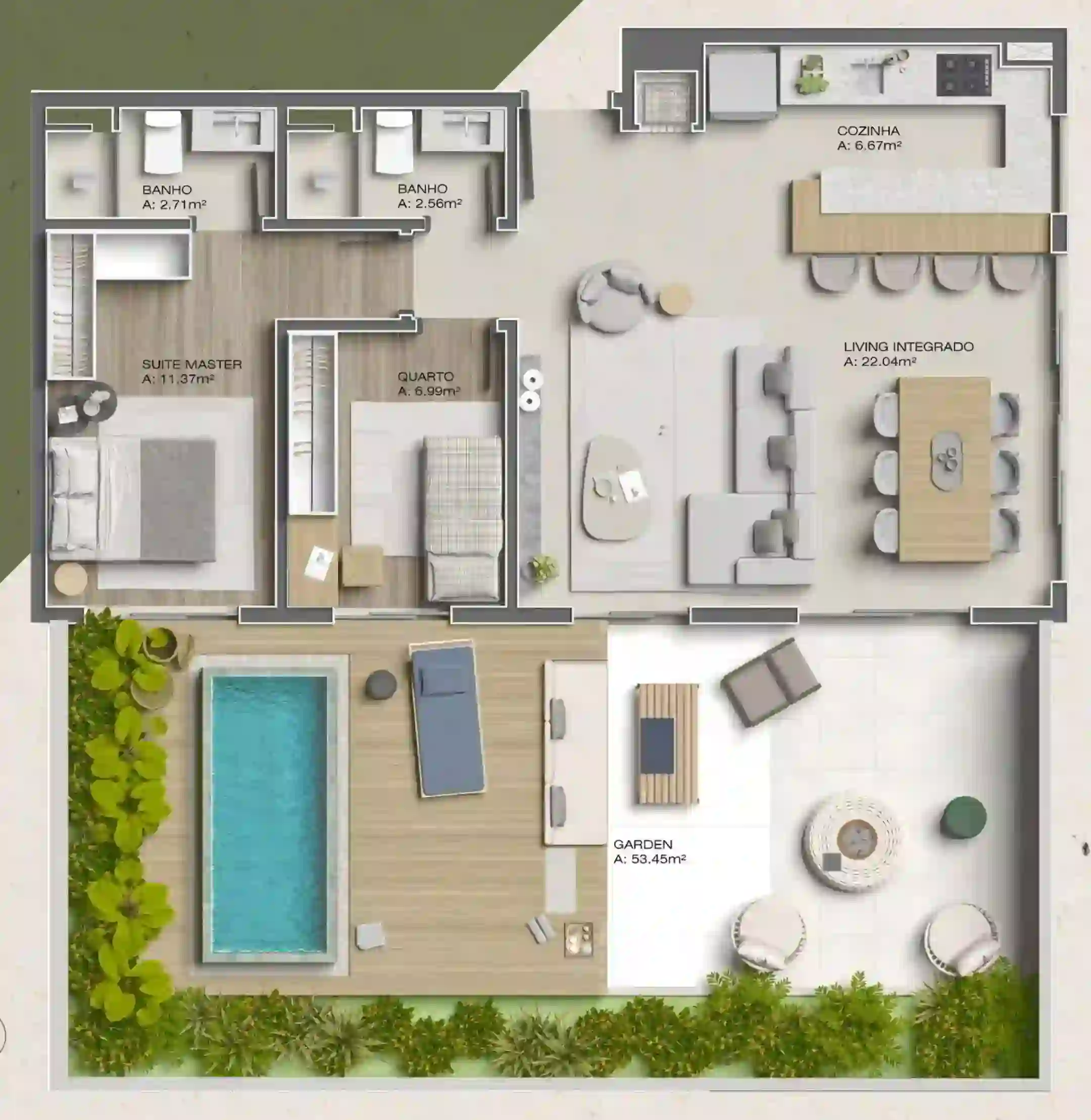 Planta 67,88m² + 53,45m²